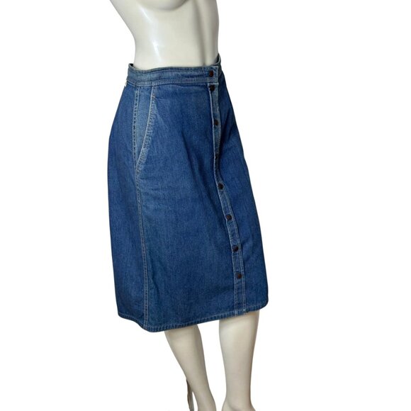1980s vintage denim skirt with snap front by Calvin Klein Size S - Picture 4 of 8